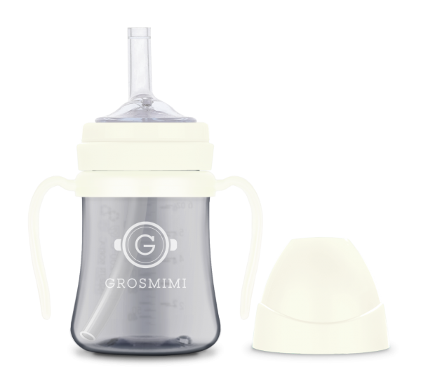 Grosmimi PPSU Dark Series Straw Cup - White 200ml