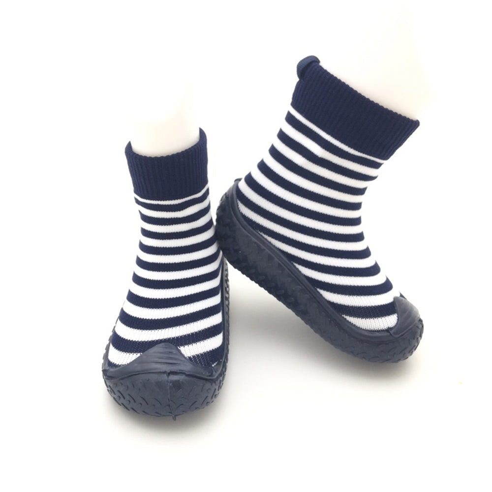 Kids on the Go Skid Proof Shoes - Navy & White Stripes (6671)