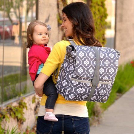 JJ Cole Diaper Backpack Gray Floret