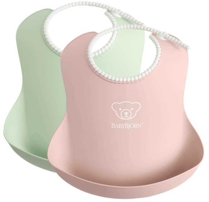 BABYBJÖRN Baby Bib Powder 2pk - Green/Pink