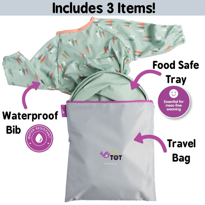 Tidy Tot All In One Bib&Tray Kit Dove Grey