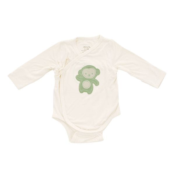 Silkberry Baby Wild By Nature Bamboo Kimono Onesie - Pistachio Monkey (WF4001)