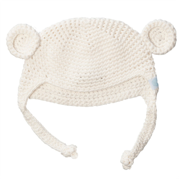 beba bean crochet bear toque ivory 3-6 - CanaBee Baby