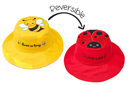 Flapjack Kids Reversible Sun Hat - Bee/Ladybug