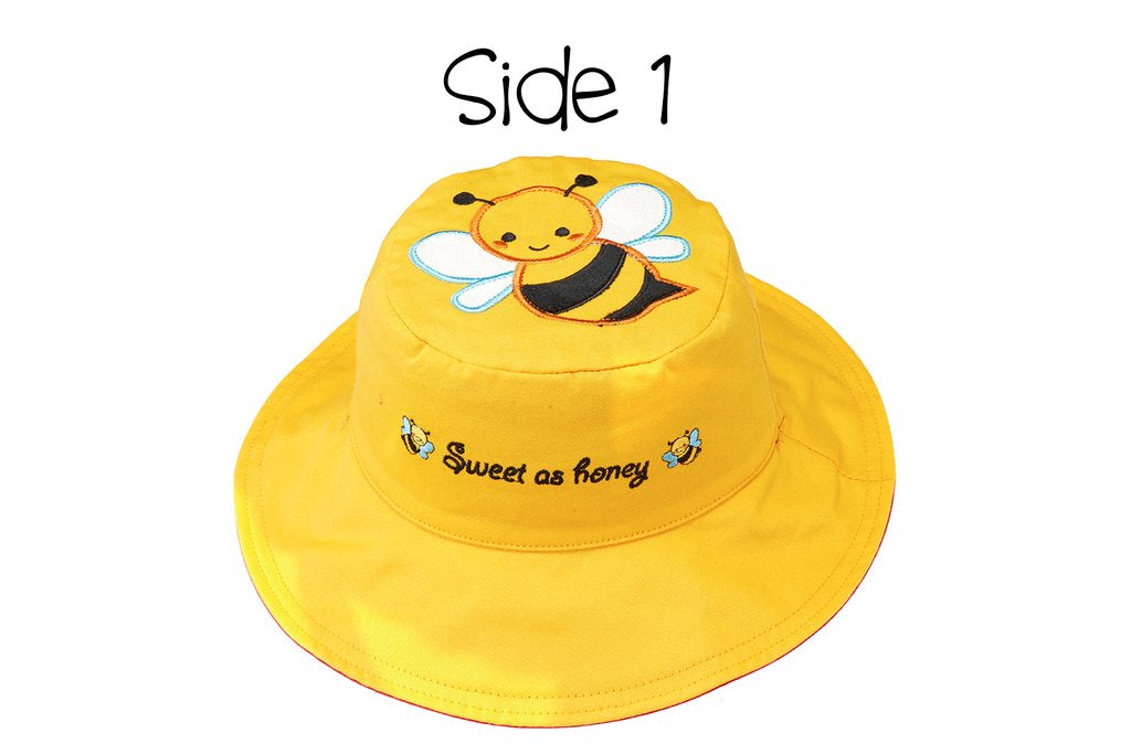 Flapjack Kids Reversible Sun Hat - Bee/Ladybug