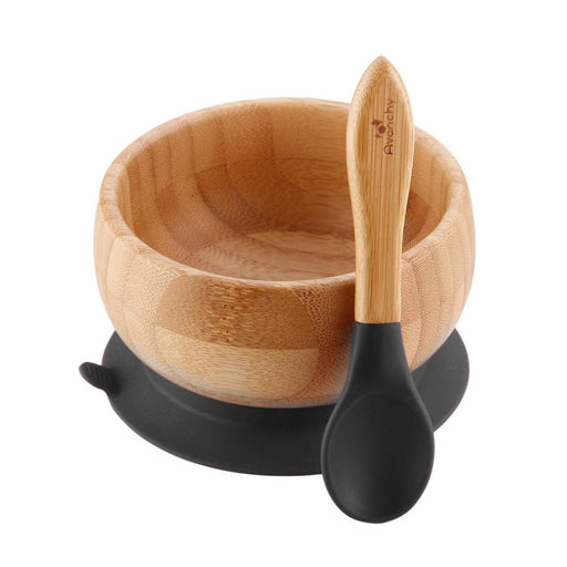 Avanchy-Baby Bamboo Bowl&Spoon Black