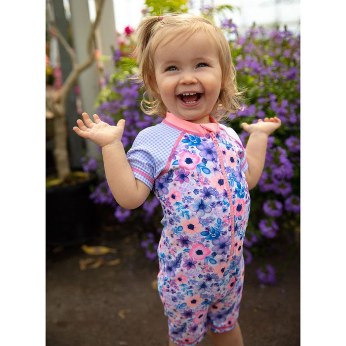 Nano One Piece Rash Guard Daisy UV Swimsuit Lilac