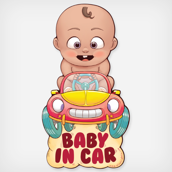 Oliver's Labels Baby in Car