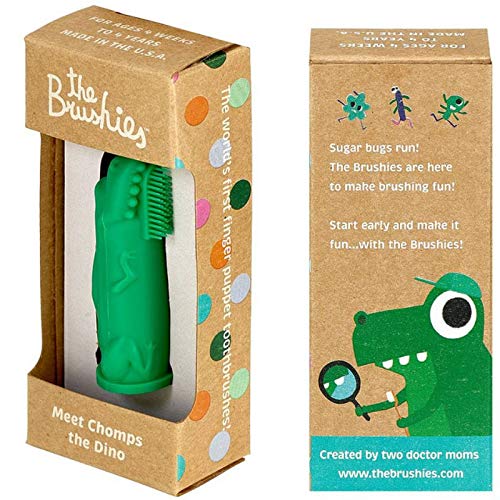The Brushies Baby Toothbrush Puppet Chomp Dino Green