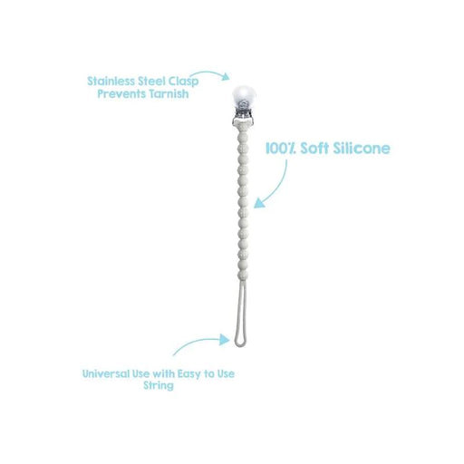 Razzies Silicone Pacifier/Teether Holder 2pk - Blue & Grey