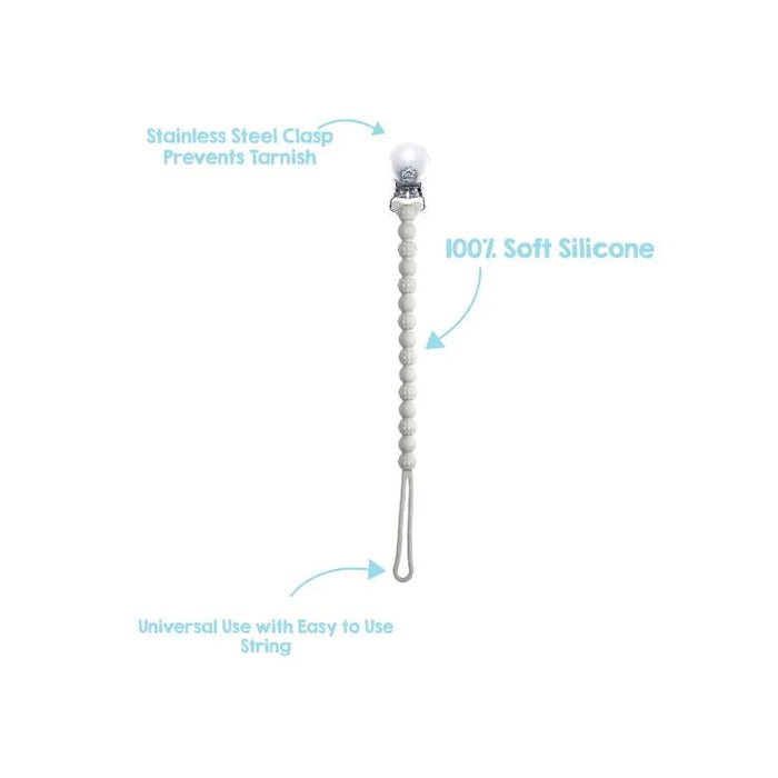 Razzies Silicone Pacifier/Teether Holder 2pk - Blue & Grey