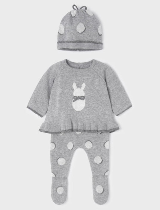 Mayoral ECOFRIENDS Knitted Leg Warmer With Hat Set - Fog 2505