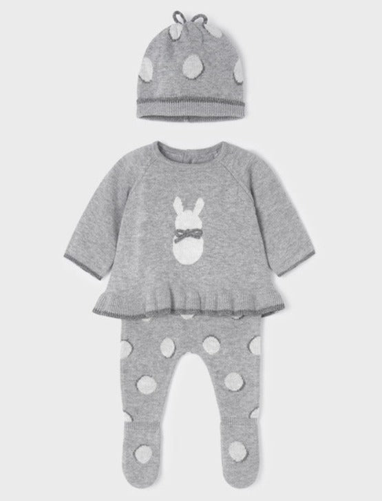 Mayoral ECOFRIENDS Knitted Leg Warmer With Hat Set - Fog 2505