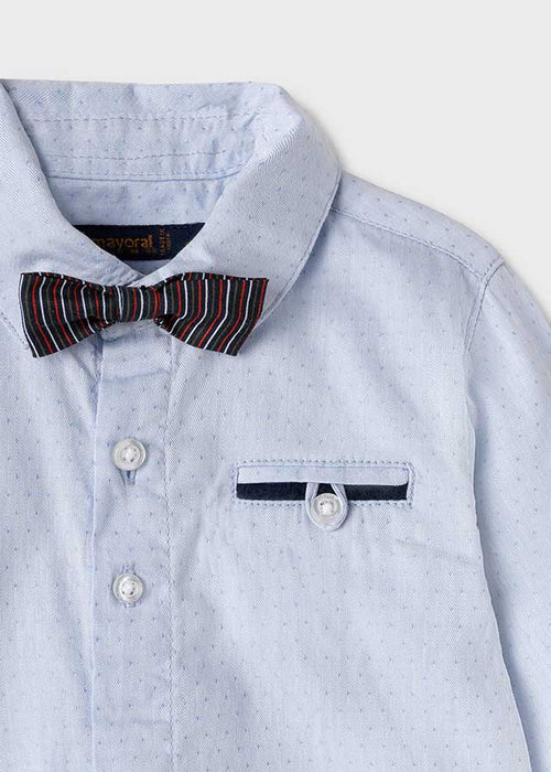 Mayoral Long Sleeve Dress Shirt with Bow Tie - Sky Blue (2149-22)