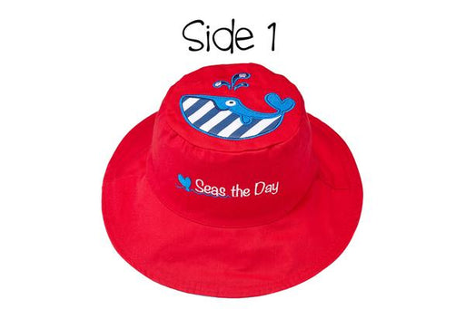 Flapjack Kids Reversible Sun Hat - Whale/Blue Octopus