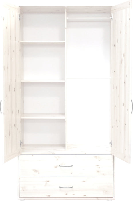 FLEXA Wardorbe 2Drs. 2Dra. 3Shel. 2Rails Feet White Washed (Markham In store pick-up Only)