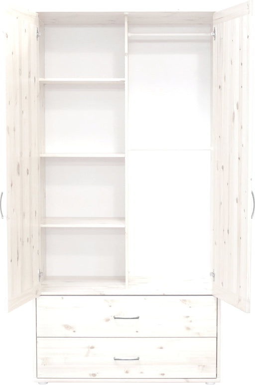 FLEXA Wardorbe 2Drs. 2Dra. 3Shel. 2Rails Feet White Washed (Markham In store pick-up Only)