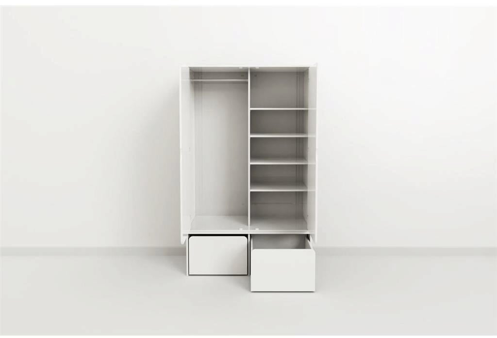 FLEXA Low Wardrobe Cabby 2 Doors, 4 Shelves + 1 Hanger incl feet, White (Markham In store pick-up Only)