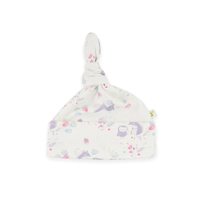 Tiny Twig Knotted Beanie Into the Woods (Squirrel Owl)