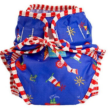 Kushies Swimsuit Diaper - Blue Ship Medium