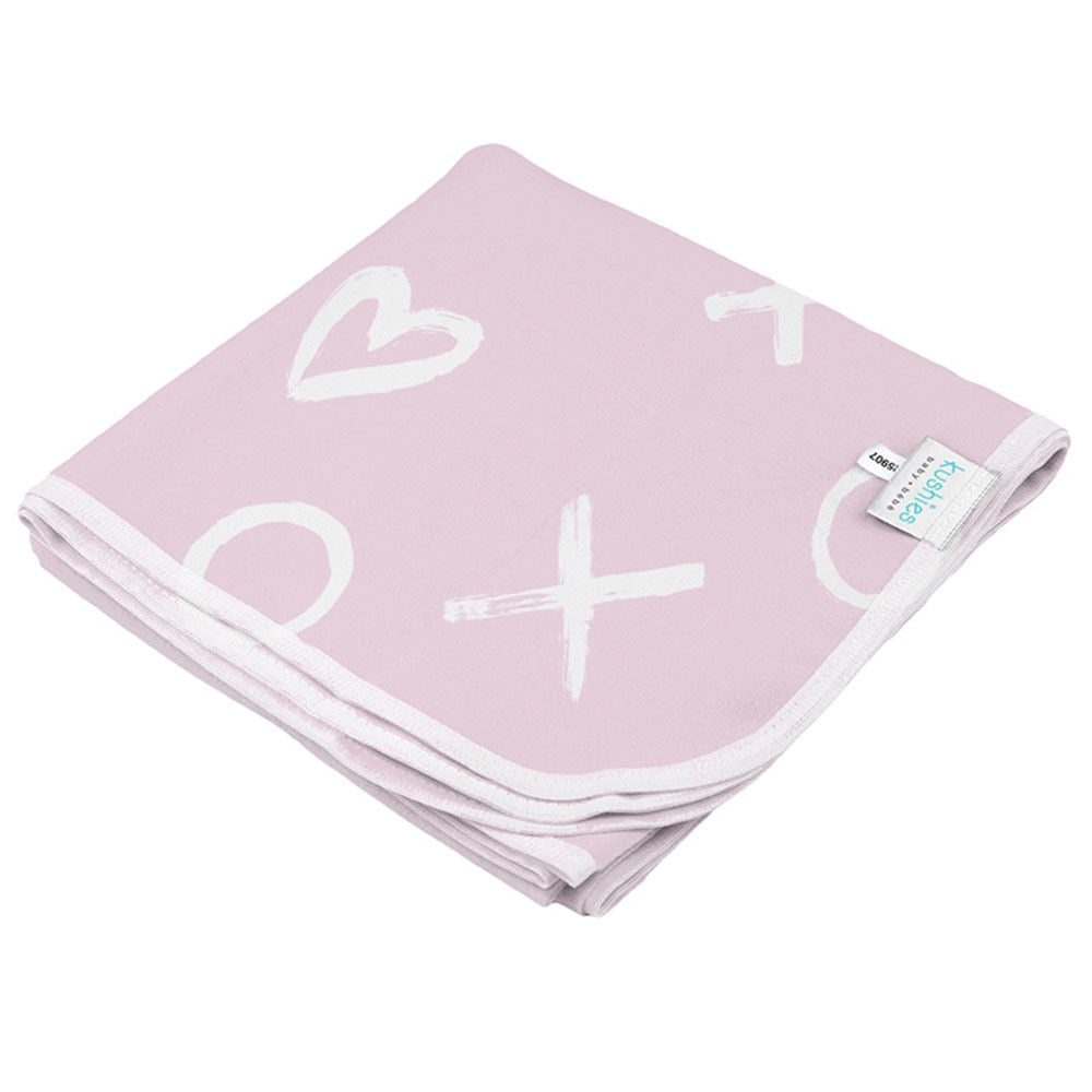 Kushies Receiving Blanket Pink XO (B540-634)