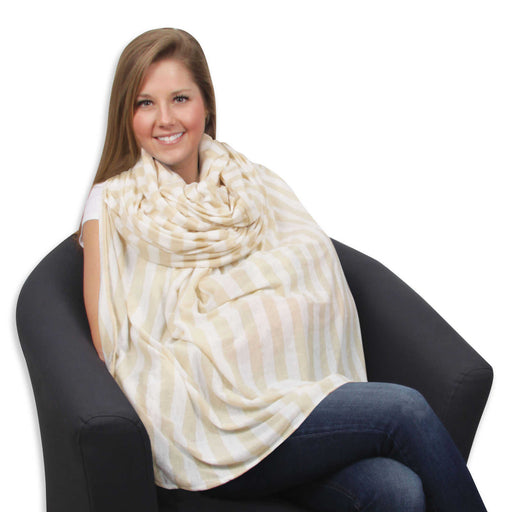 Leachco Luxi Infinity Nursing Scarf - Khaki/Ivory Stripe