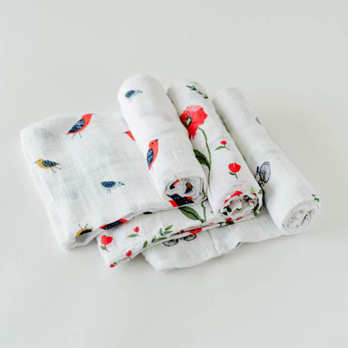 Little Unicorn Cotton Muslin Swaddle 3pk - Summer poppy - CanaBee Baby
