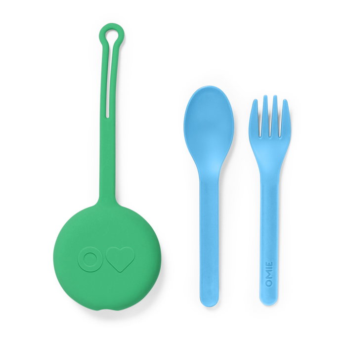 Omielife Fork, Spoon Pod Set Mint Green