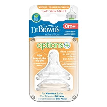 Dr. Brown's Natural Flow Options+ Wide-Neck Bottle Nipple 2pk