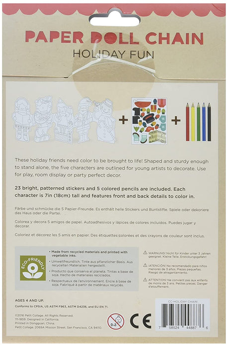 Craft & Color Paper Doll Chain - Holiday Fun