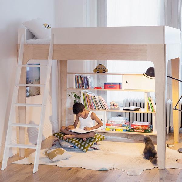 Oeuf Perch Loft Bed Twin White/Birch
