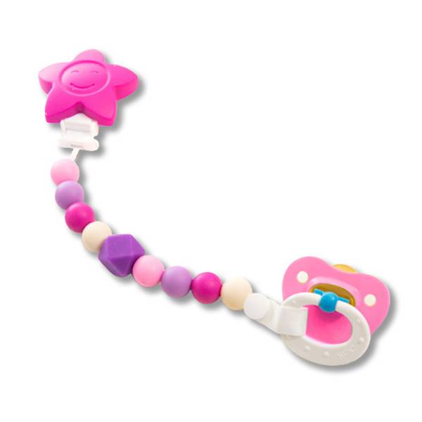 Petite Creations Pink Star Silicone Pacificer Holder