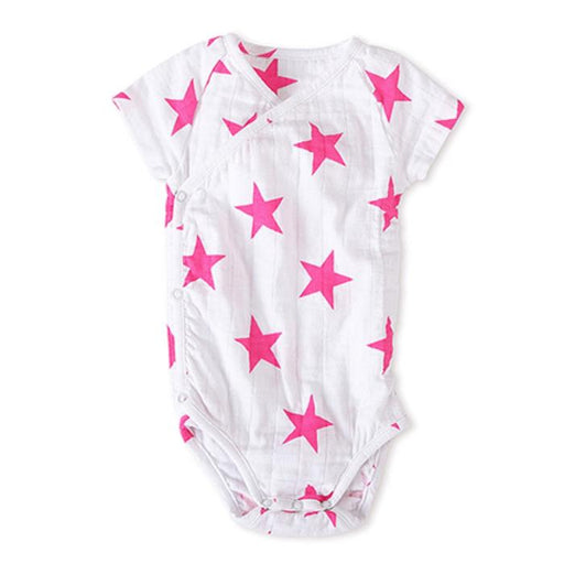 Aden + Anais Short Sleeve Kimono Bodysuit - Pink Star