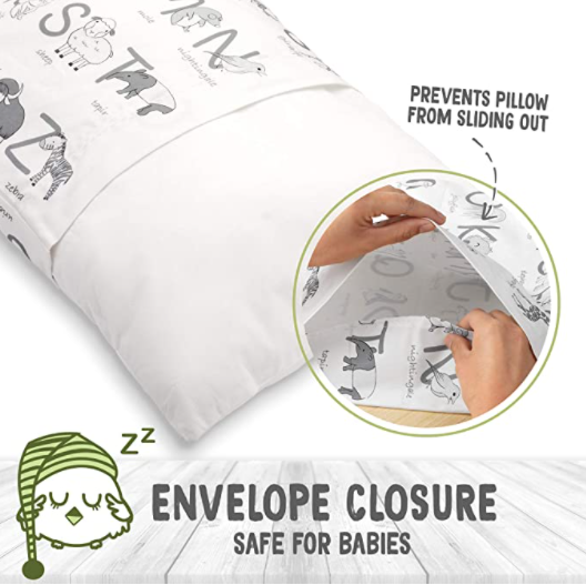 KeaBabies Printed Toddler Pillowcase 13x18'' Alphamals KB040-001