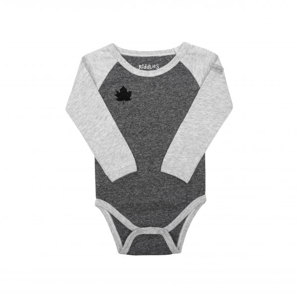 Juddlies Organic Raglan Long Sleeve Body Tee - Graphite Black (JL1136)