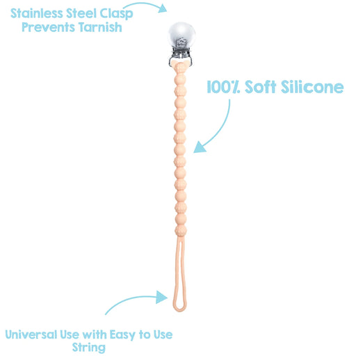 Razzies Silicone Pacifier/Teether Holder 2pk - Pink & White