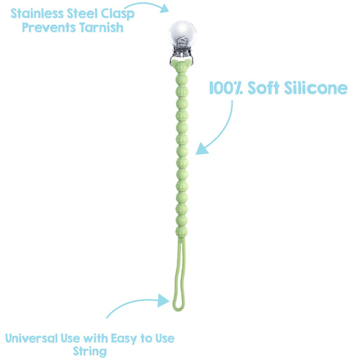 Razzies Silicone Pacifier/Teether Holder 2pk - Tan & Green