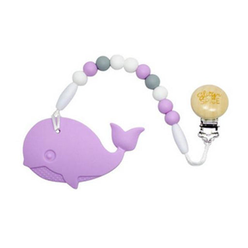 Glitter&Spice Teether with Clip Whale Violet