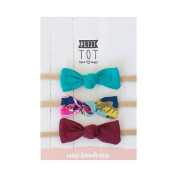 Petit Tot Headbands Teal Floral Burgundy 3pk