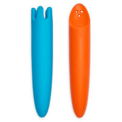 Boon Jab fork and spoon set - orange/blue