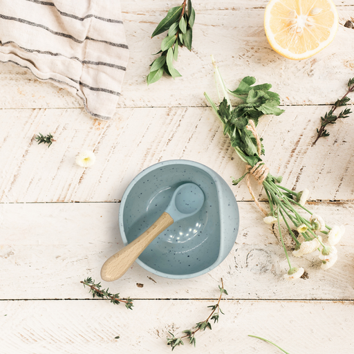 Kushies Siliscoop Bowl & Spoon Set - Seafoam