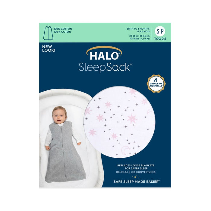 Halo Cotton Sleepsack - Midnight Moons Pink (M 4571)