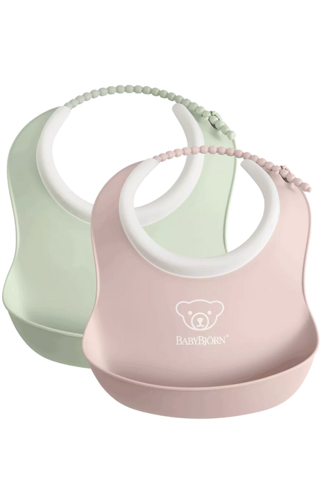 BABYBJÖRN Small Baby Bib 2-pack Powder Green/ Powder Pink