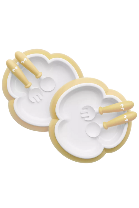 BABYBJÖRN Baby Plate, Spoon & Fork Powder Yellow 2 Sets