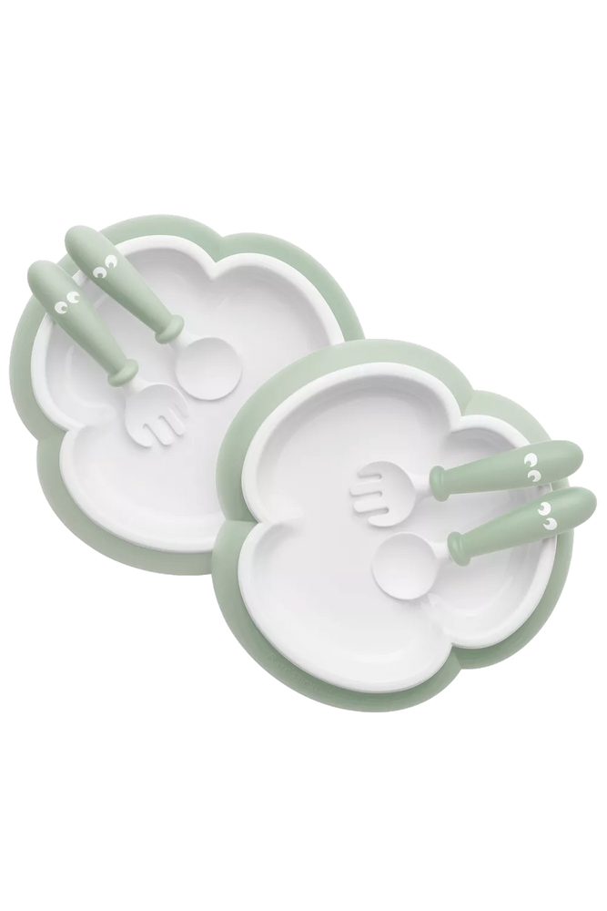BABYBJÖRN Baby Plate, Spoon & Fork Powder Green 2 Sets