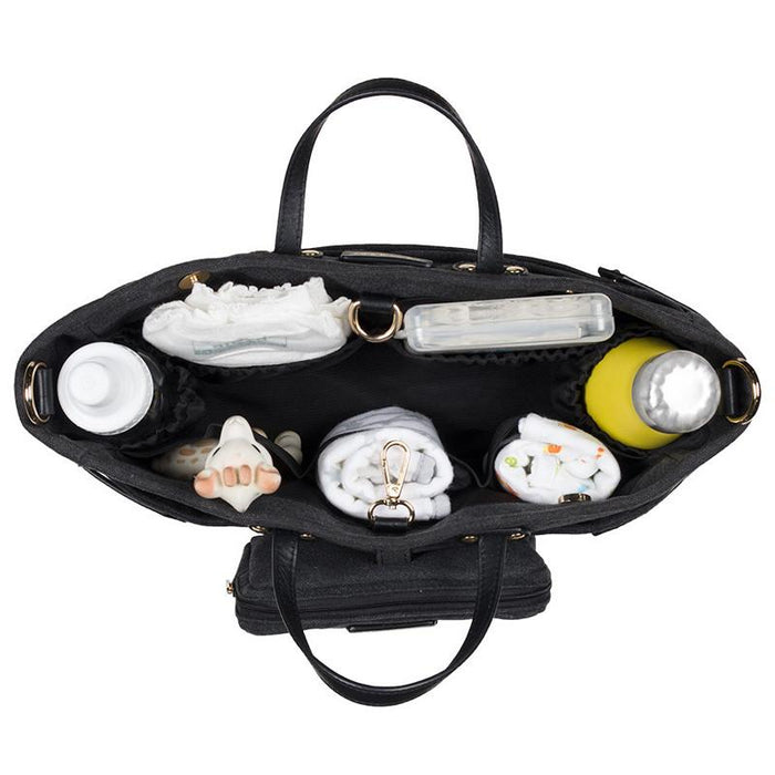 So Young Andi 3in1 Stroller Organizer Black Canvas With Black Straps - CanaBee Baby