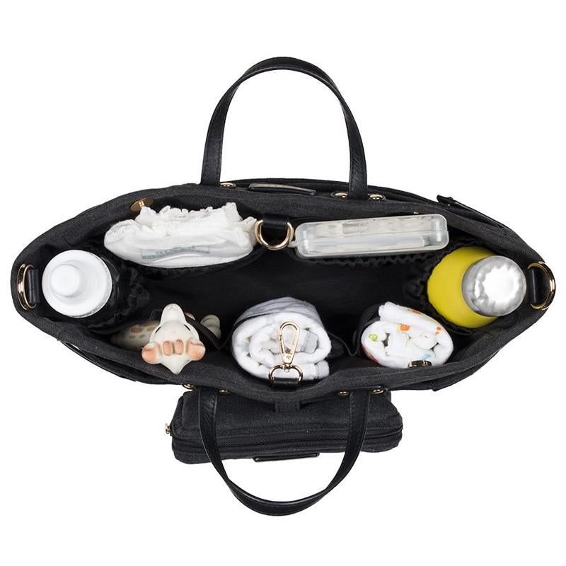 So Young Andi 3in1 Stroller Organizer Black Canvas With Black Straps - CanaBee Baby