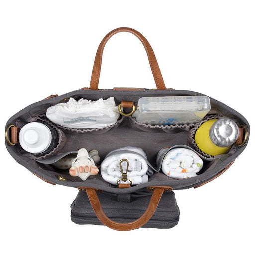 So Young Andi 3in1 Stroller Organizer Waxed Charcoal With Tan Straps - CanaBee Baby