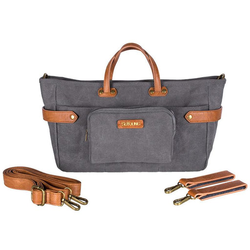 So Young Andi 3in1 Stroller Organizer Waxed Charcoal With Tan Straps - CanaBee Baby