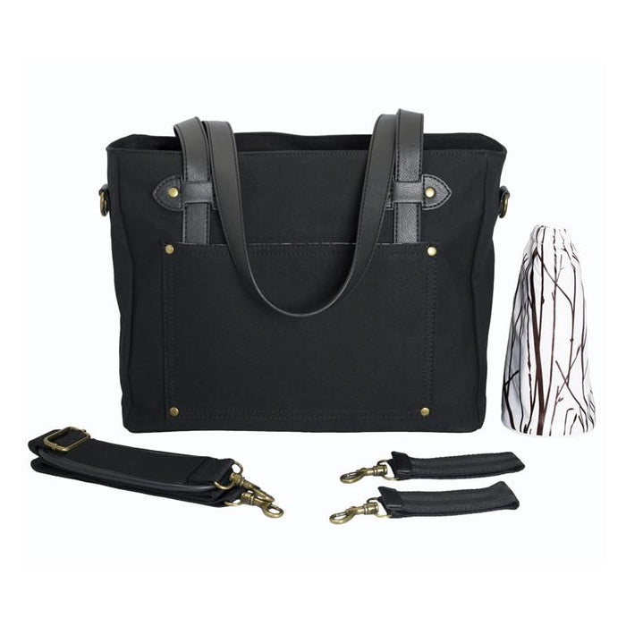 So Young Black Emerson Diaper Bag With Black Handles - CanaBee Baby